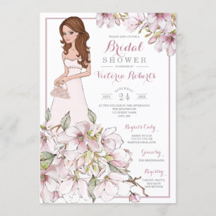 Invitación Auburn Hair Bride Floral Bridal Bridal Shower