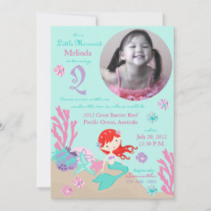 Invitación Auburn Mermaid segundo cumpleaños