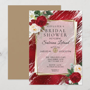 Invitación Audaces Peonies Rojos y el timbre de pintura de Cr