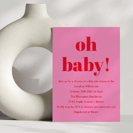 Invitación Audaz Baby Shower rojo moderno divertido simple