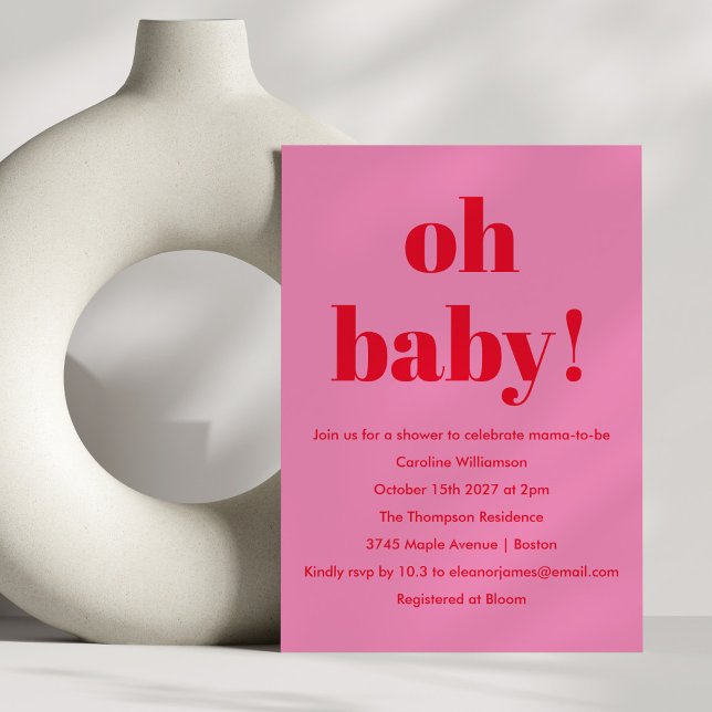 Invitación Audaz Baby Shower rojo moderno divertido simple (Subido por el creador)