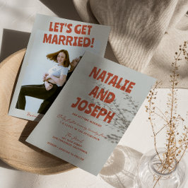 Invitación Audaz Boda de fotos brillante Retro Funky