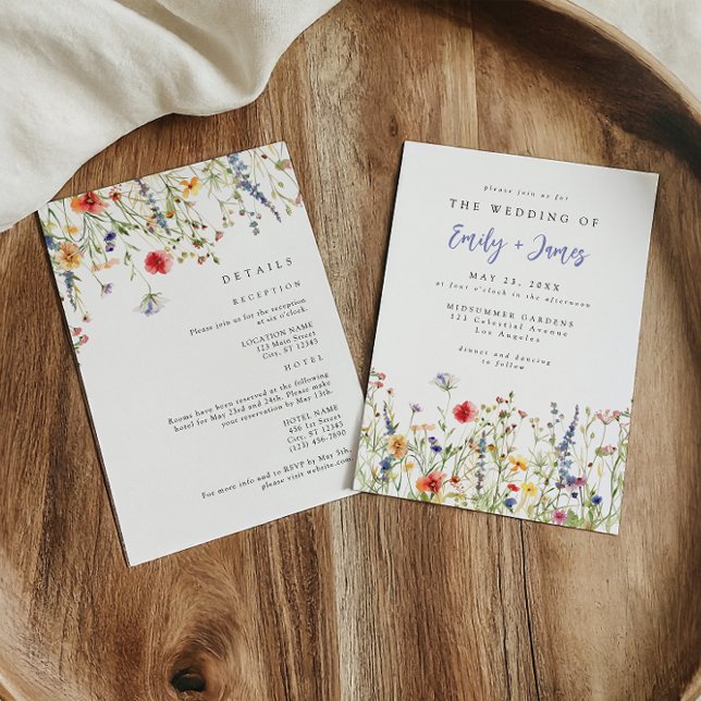 Invitación Audaz Boho Flor Silvestre Todo en Uno Boda (Subido por el creador)