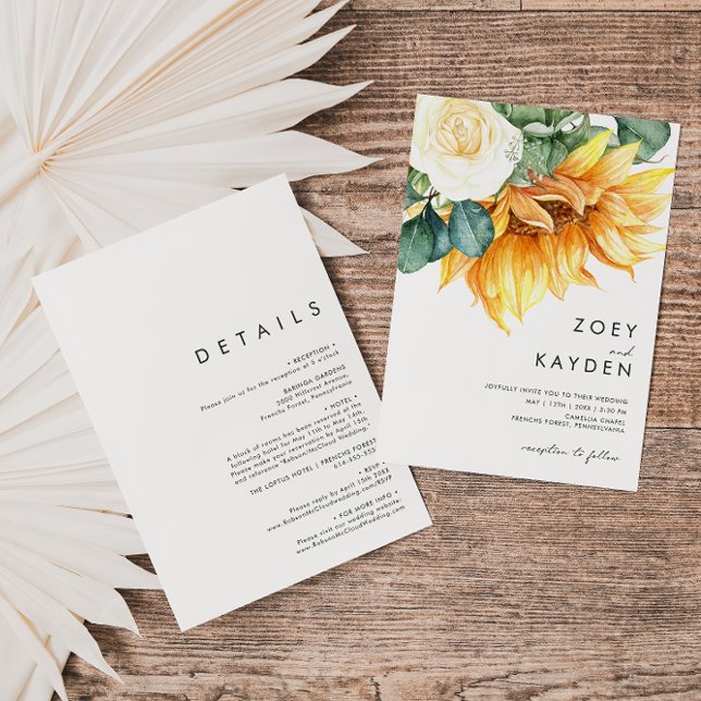 Invitación Audaz Bouquet De Girasol De Campo Todo En Un Boda (Subido por el creador)