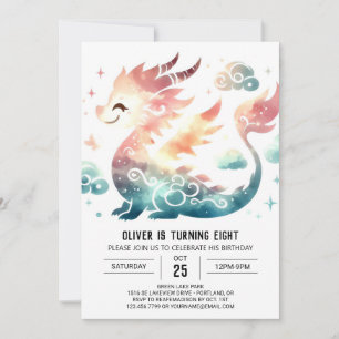 Invitación Audaz Cumpleaños Dragón Impreso