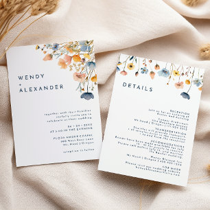 Invitación Audaz elegancia Floral Todo en un solo Boda Detall