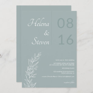 Invitación Audaz floral nombres de boho moda boda azul polvor