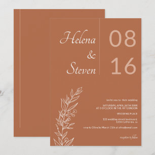 Invitación Audaz floral nombres de boho moda terracota boda