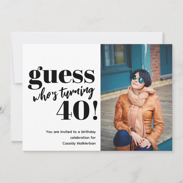 Invitación Audaz foto 40 cumpleaños (Anverso)