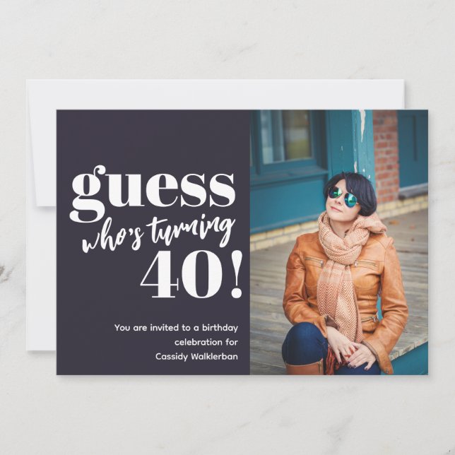 Invitación Audaz foto 40 cumpleaños (Anverso)