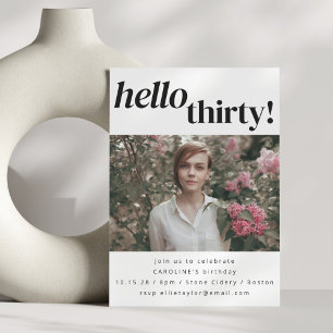 Invitación Audaz foto de un Fiesta blanco moderno de 30 años