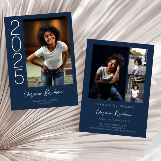 Invitación Audaz graduación de fotografía azul de la Marina d (Subido por el creador)