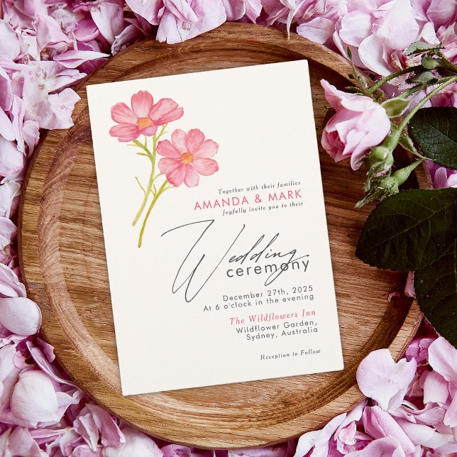 Invitación Audaz Moda Boho Flor silvestre Rústico Boda floral (Subido por el creador)