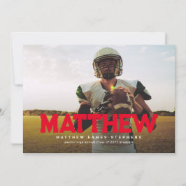 Invitación Audaz nombre del atleta graduado foto graduación r