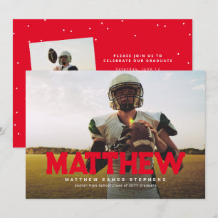 Invitación Audaz nombre del atleta graduado foto graduación r