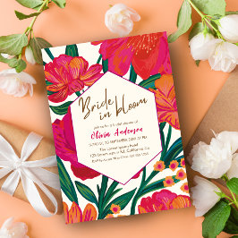 Invitación Audaz novia rosa y naranja en flor ducha de novia