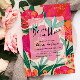 Invitación Audaz novia rosa y naranja en flor ducha de novia