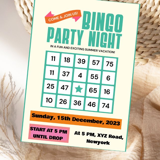 Invitación audaz para noche de bingo con elegancia (Subido por el creador)