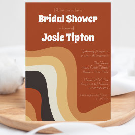 Invitación Audaz retro Groovy 70 Naranja quemada ducha de nov