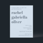 Invitación Audaz Retro Suave Azul Simple Lindo Bat Mitzvah<br><div class="desc">Esta invitación personalizada para Bat Mitzvah presenta un fondo azul suave helado con tipografía moderna y un diseño limpio y estructurado para los detalles del evento. Diseñado para celebraciones contemporáneas, funciona bien para ceremonias y recepciones de todos los tamaños. El color azul polvoriento y fresco se coordina fácilmente con papelería...</div>