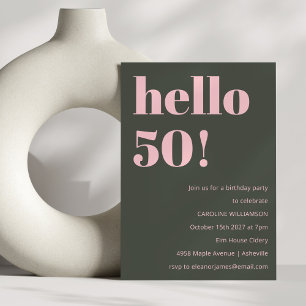Invitación Audaz salvia rosada moderna fiesta de cumpleaños n
