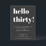 Invitación Audaz tipografía Black Modern 30th Birthday Fiesta<br><div class="desc">Audaz tipografía moderna 30 cumpleaños de invitación en blanco y negro. - todo el texto es editable,  por lo que puede utilizarse para cualquier edad</div>