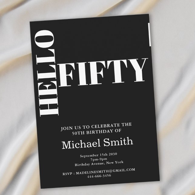 Invitación Audaz tipografía Black Modern 50 cumpleaños (Subido por el creador)