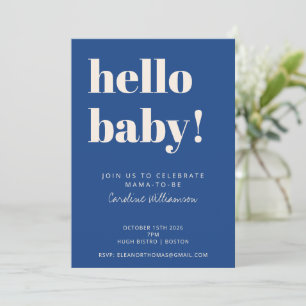 Invitación Audaz tipografía Blue Modern Cute Baby Shower