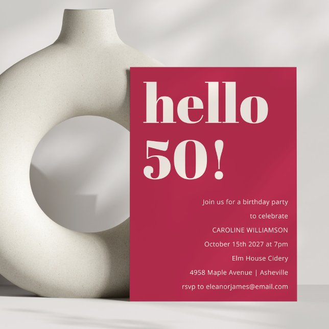 Invitación Audaz tipografía Magenta Marfil Rojo Cumpleaños Mo (Subido por el creador)