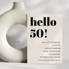 Invitación Audaz tipografía marfil moderno 50 cumpleaños