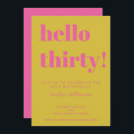 Invitación Audaz tipografía rosa amarillo moderno 30 cumpleañ<br><div class="desc">Tipografía audaz Invitación de cumpleaños 30 color rosa y amarillo moderno</div>