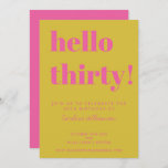 Invitación Audaz tipografía rosa amarillo moderno 30 cumpleañ<br><div class="desc">Tipografía audaz Invitación de cumpleaños 30 color rosa y amarillo moderno</div>