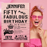 Invitación Audaz tipografía rosa moderno 50 cumpleaños<br><div class="desc">Audaz Tipografía Rosa Moderno 50 cumpleaños. Un aspecto único basado en entradas de conciertos o posters de conciertos antiguos. Celebrar y honrar a alguien en una fiesta de cumpleaños de cincuenta y fabulosos. Presenta un divertido estilo tipográfico en negro y rosa.</div>