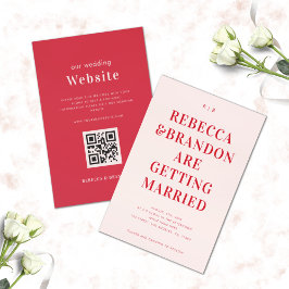 Invitación Audaz tipografía rosa rojo retro todo en un Boda