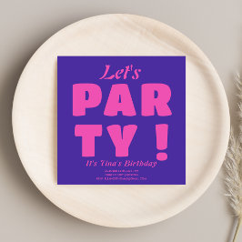 Invitación ¡Audaz tipografía rosada Seamos Fiestas! Cumpleaño