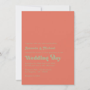 Invitación Audaz tipografía Rústica terracota y Boda sabio