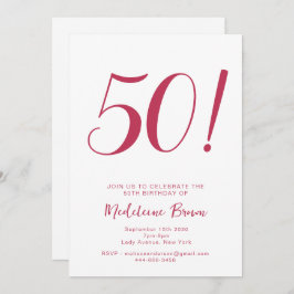 Invitación Audaz tipografía Viva Magenta 50 cumpleaños