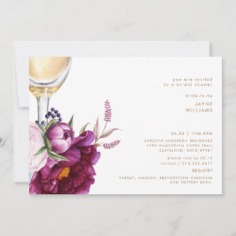 Invitación Audaz Wine Floral Champagne Moderno Bridal Shower