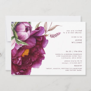 Invitación Audaz Wine Floral Modern Font Bridal Shower