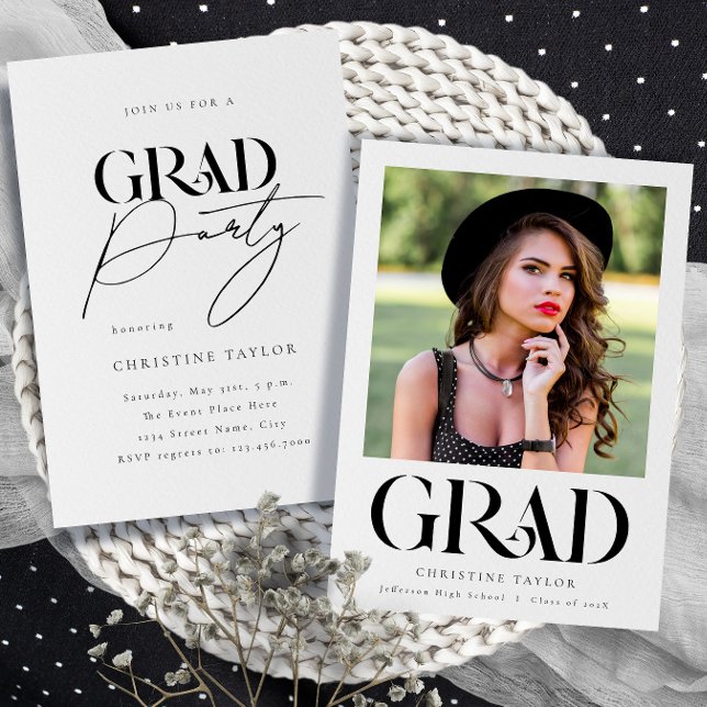 Invitación Audaz y elegante fiesta de graduación fotográfica  (Subido por el creador)