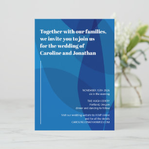 Invitación Audaz y vibrante Artsy Blue Resumen Boda moderno