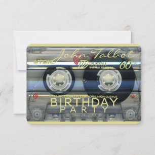 Invitación Audiotape Retro T2 60º cumpleaños fiesta invitació