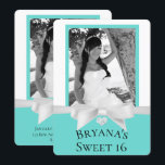 Invitación Audrey Teal Blanco Arco Moderno Dulces 16 Foto<br><div class="desc">Personalice con su propio texto y foto</div>