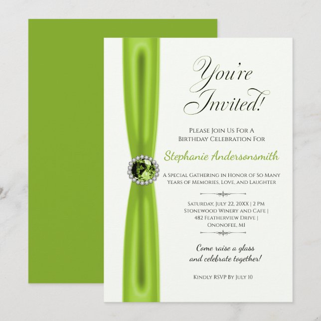 Invitación August Birthday Celebration - Peridot (Anverso / Reverso)