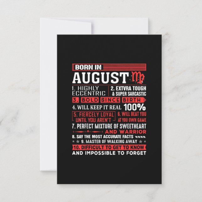 Invitación August Birthday Gifts - Born In August Virgo (Anverso)