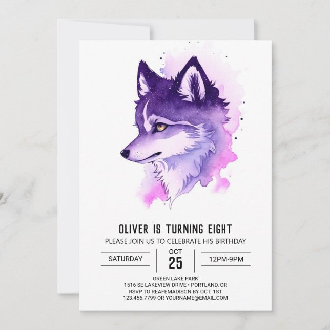Invitación Aúl celeste: Cumpleaños de Wolf (Anverso)