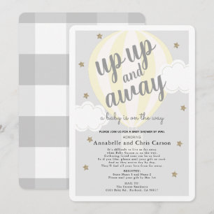 Invitación Aumentar el globo aerostático Baby Shower amarillo