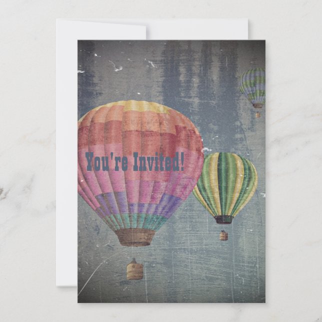 Invitación Aumentar y alejar globos de aire caliente Art. Ret (Anverso)