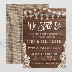 Invitación Aún hacemos aniversario de boda rústico de madera