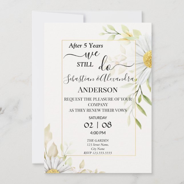 Invitación Aún hacemos votos de aniversario de Boda de renova (Anverso)